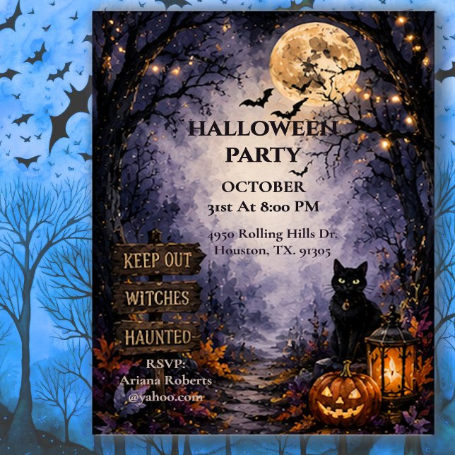 Invitation Fête d'Halloween en forêt effrayante  (Créateur téléchargé)