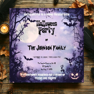 Invitation Fête d'Halloween en Lavande éffrayante - Pleine lu