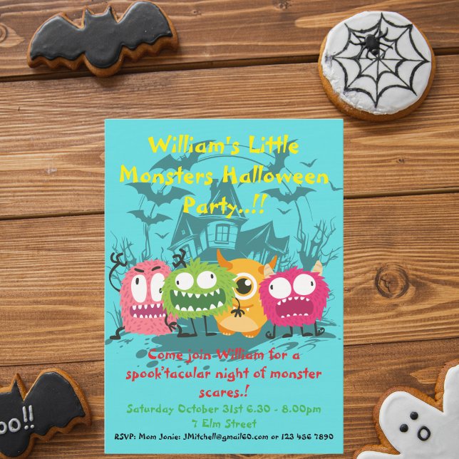Invitation Fête d'Halloween Enfants Petits Monstres (Little Monsters Halloween Party  Invite)
