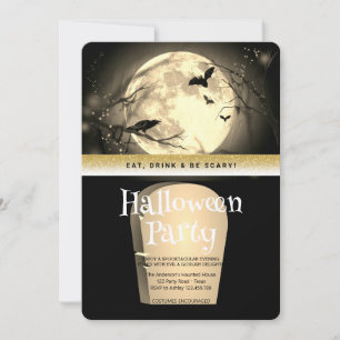 Invitation Fête d'Halloween Fantastique Gothique Lune