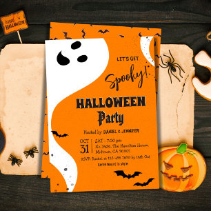 Invitation Fête d'Halloween Fantôme Allons-y Spooky Orange Ch