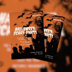 Invitation Fête d'Halloween fantôme et chauve-souris