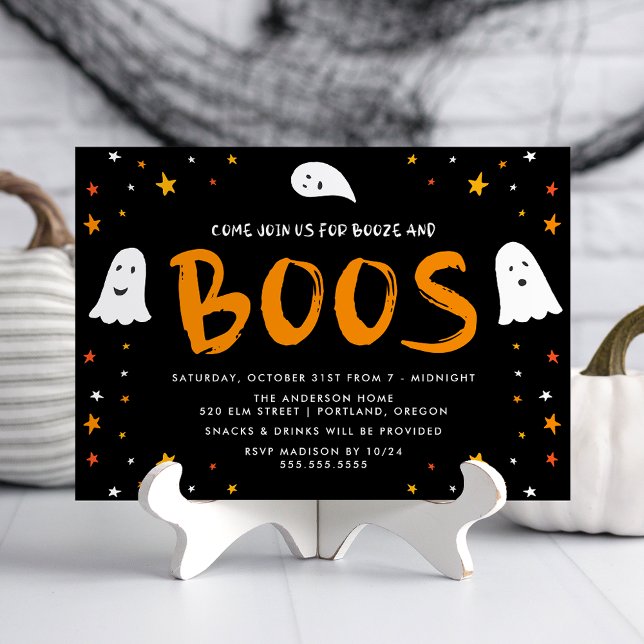Invitation Fête d'Halloween Fantômes Flottants Boos et Boisso (Créateur téléchargé)
