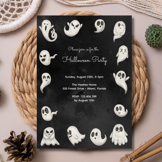 Invitation Fête d'Halloween fantômes mignons effrayants (Créateur téléchargé)