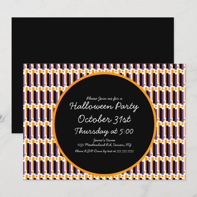 Invitation Fête d'Halloween Formes Géométriques Lignes  (Devant / Derrière)