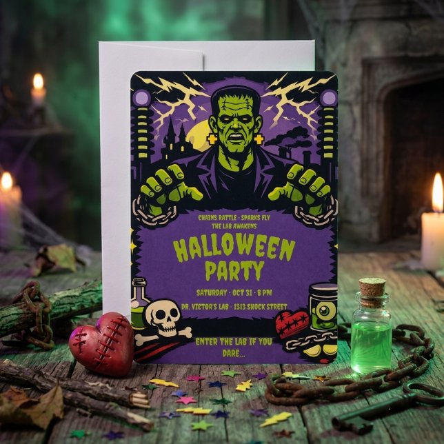 Invitation Fête d'Halloween Frankenstein (Créateur téléchargé)