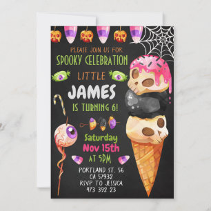 Invitation Fête d'Halloween gâteaux bonbons Enfants Anniversa
