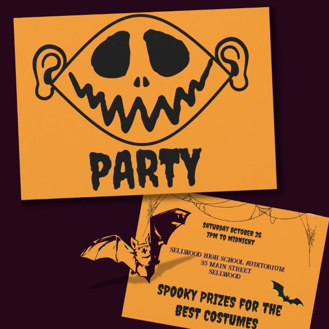 Invitation Fête d'Halloween génoise face au monstre orange (Créateur téléchargé)