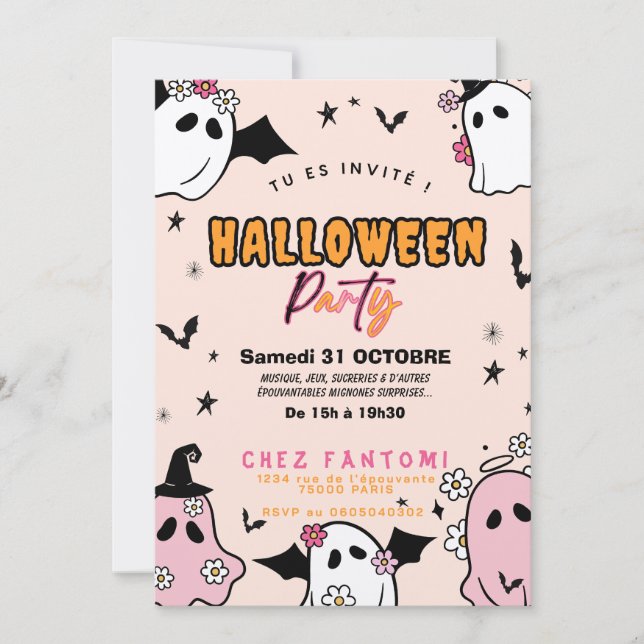 Invitation Fête d'Halloween Girly Fille (Devant)
