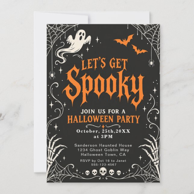 Invitation Fête d'Halloween gothique : Faisons monter le fris (Devant)