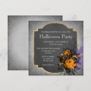 Invitation Fête d'Halloween gothique Floral