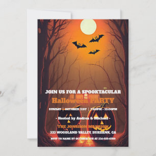 Invitation Fête d'Halloween gothique sombre et vintage Spookt