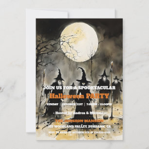 Invitation Fête d'Halloween gothique sombre et vintage Spookt