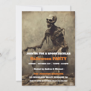 Invitation Fête d'Halloween gothique sombre et vintage Spookt