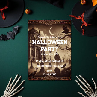 Invitation Fête d'Halloween gothique victorienne