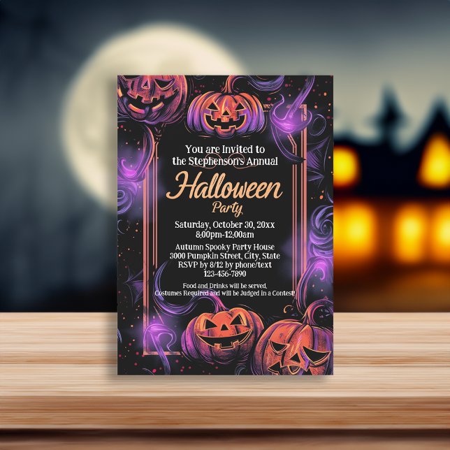 Invitation Fête d'Halloween Jack-O-Lantern (halloween party invitation)