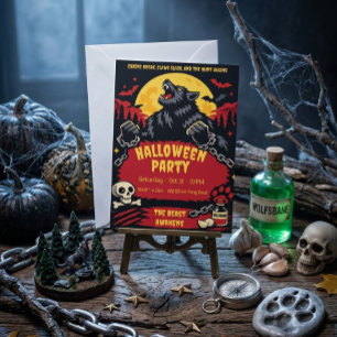 Invitation Fête d'Halloween Loup-Garou