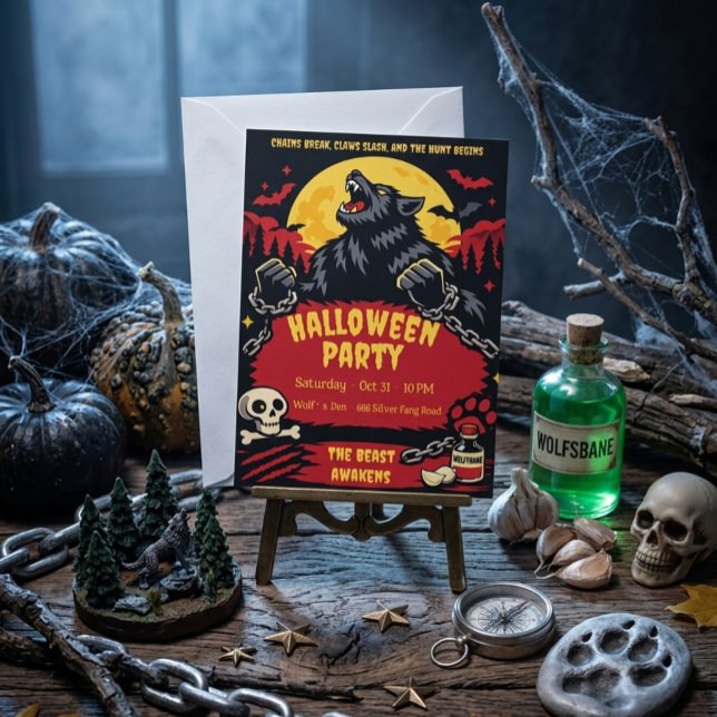 Invitation Fête d'Halloween Loup-Garou (Créateur téléchargé)