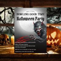 Fête d'Halloween Loup-Garou Noir Moderne sous la P