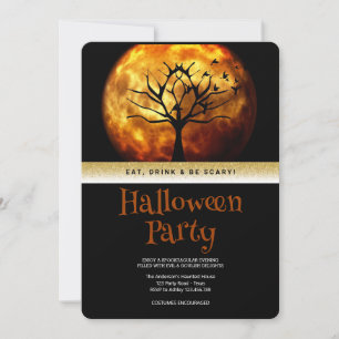 Invitation Fête d'Halloween Lune Gothique