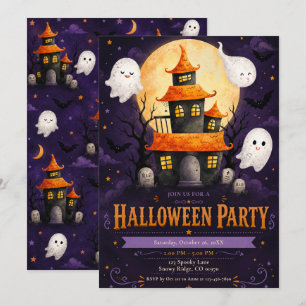 Invitation Fête d'Halloween Maison Hantée