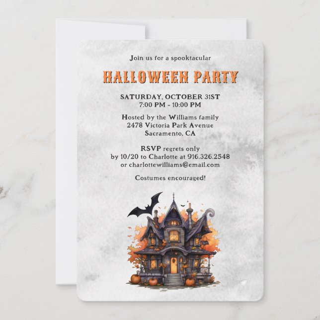 Invitation Fête d'Halloween Maison hantée Fantôme Jack O'Lant (Devant)