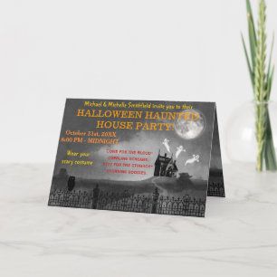 Invitation Fête d'Halloween - Maison hantée gothique