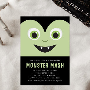 Invitation Fête d'Halloween Mash de Monstre Vampire Mignon