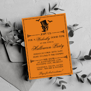 Invitation Fête d'Halloween méchant orange noir gothique