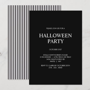 Invitation Fête d'Halloween minimaliste moderne classique en