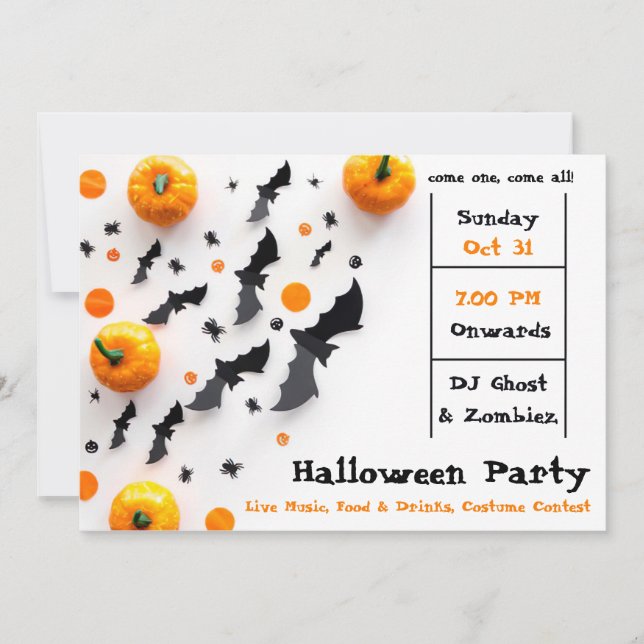 Invitation Fête d'Halloween moderne (Devant)