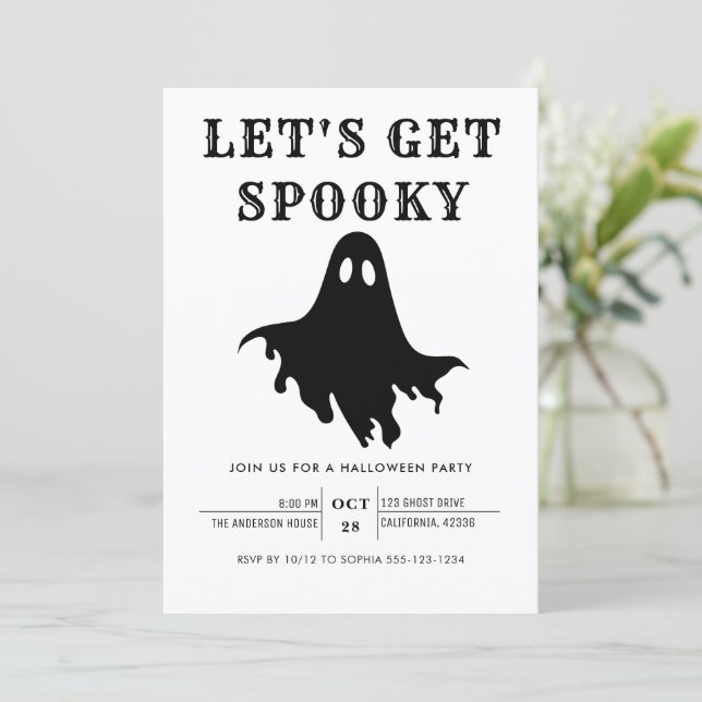 Invitation Fête d'Halloween moderne et chic Éffrayante (Debout devant)
