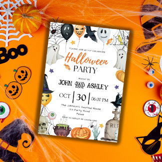 Invitation Fête d'Halloween moderne pour enfants et adultes