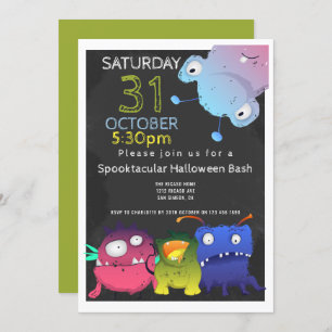 Invitation Fête d'Halloween Monster Bash Personnalisée