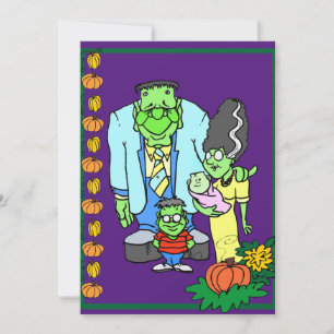 Invitation Fête d'Halloween Monster Famille Costume Party