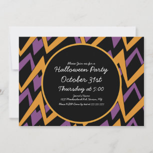 Invitation Fête d'Halloween motif géométrique en zigzag