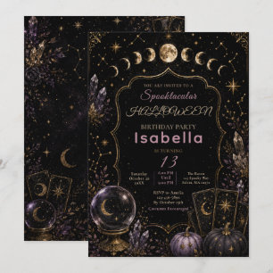Invitation Fête d'Halloween Mystique Céleste