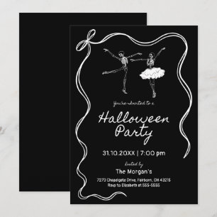 Invitation Fête d'Halloween noir et blanc