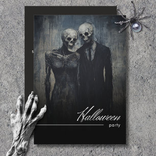 Invitation Fête d'Halloween noir et blanc foncé ghoulish Coup