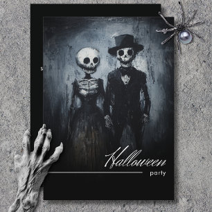 Invitation Fête d'Halloween noir et blanc Ghoul Couple souria