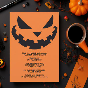 Invitation Fête d'Halloween Orange Personnalisé Jack-o'-lante