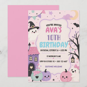 Invitation Fête d'Halloween Pastel Citrouille (Anniversaire)