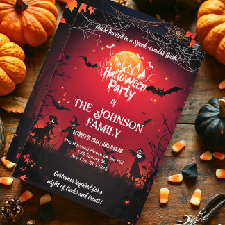 Invitation Fête d'Halloween personnalisée avec Chauves-souris