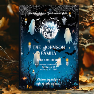 Invitation Fête d'Halloween personnalisée avec des fantômes e