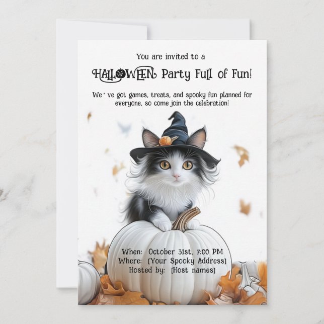 Invitation 🐈 ‍ fête d'Halloween ⬛ pleine de plaisir (Devant)