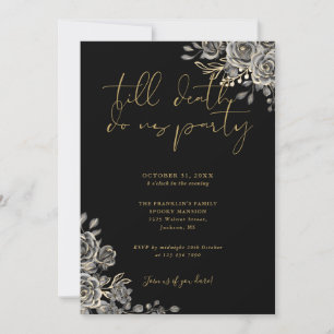 Invitation Fête d'Halloween pour adultes à thème floral gothi