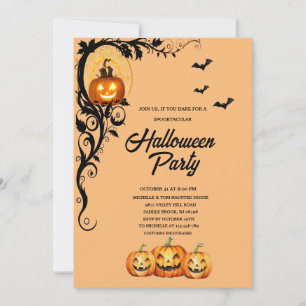 Invitation Fête d'Halloween pour adultes avec chauves-souris