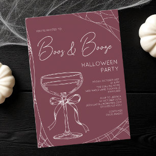 Invitation Fête d'Halloween pour adultes Burgundy Red Boos an
