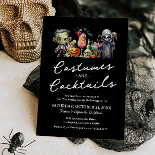 Invitation Fête d'Halloween pour adultes : Costumes et Cockta
