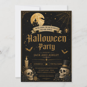 Invitation Fête d'Halloween pour adultes Crâne vintage